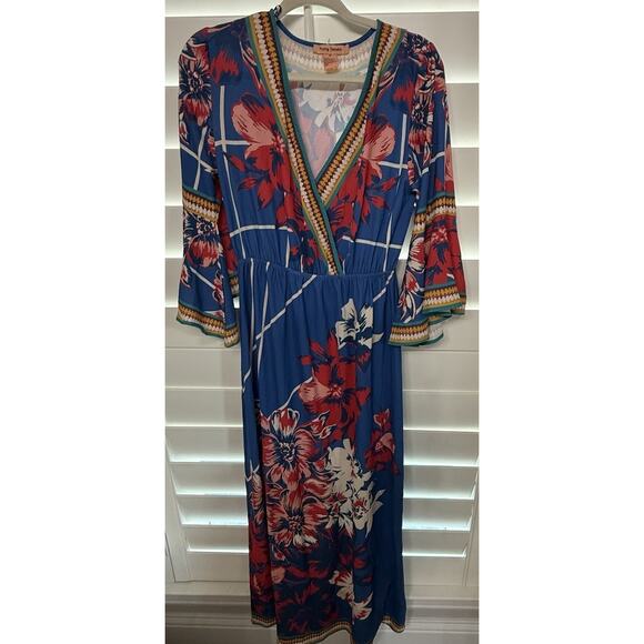 Flying Tomato - Vibrant Blue Floral Maxi Dress Short Sleeve - Medium - Picture 2 of 4